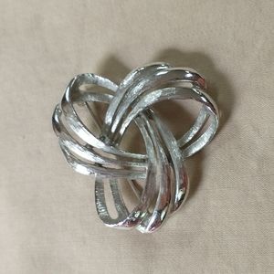Vintage brushed silver tone brooch